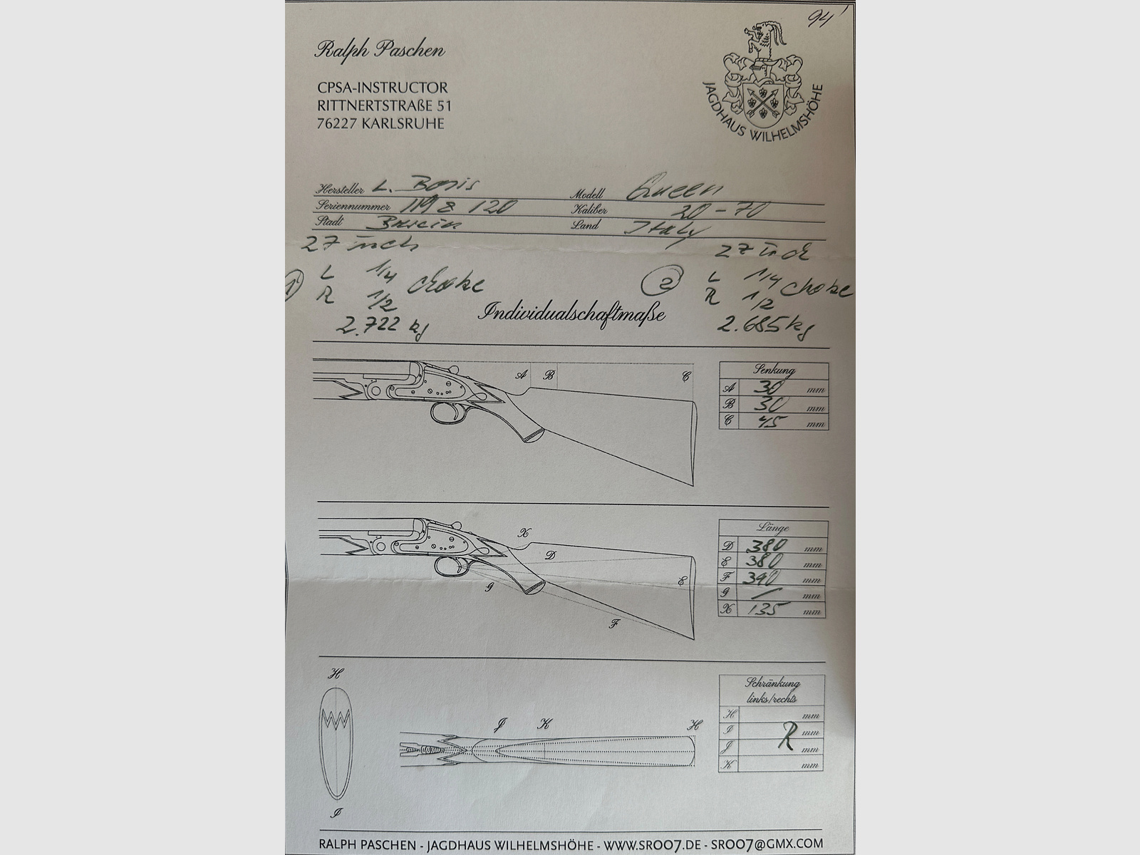 Luciano Bosis Queen - Paire de fusils à percussion latérale de calibre 20