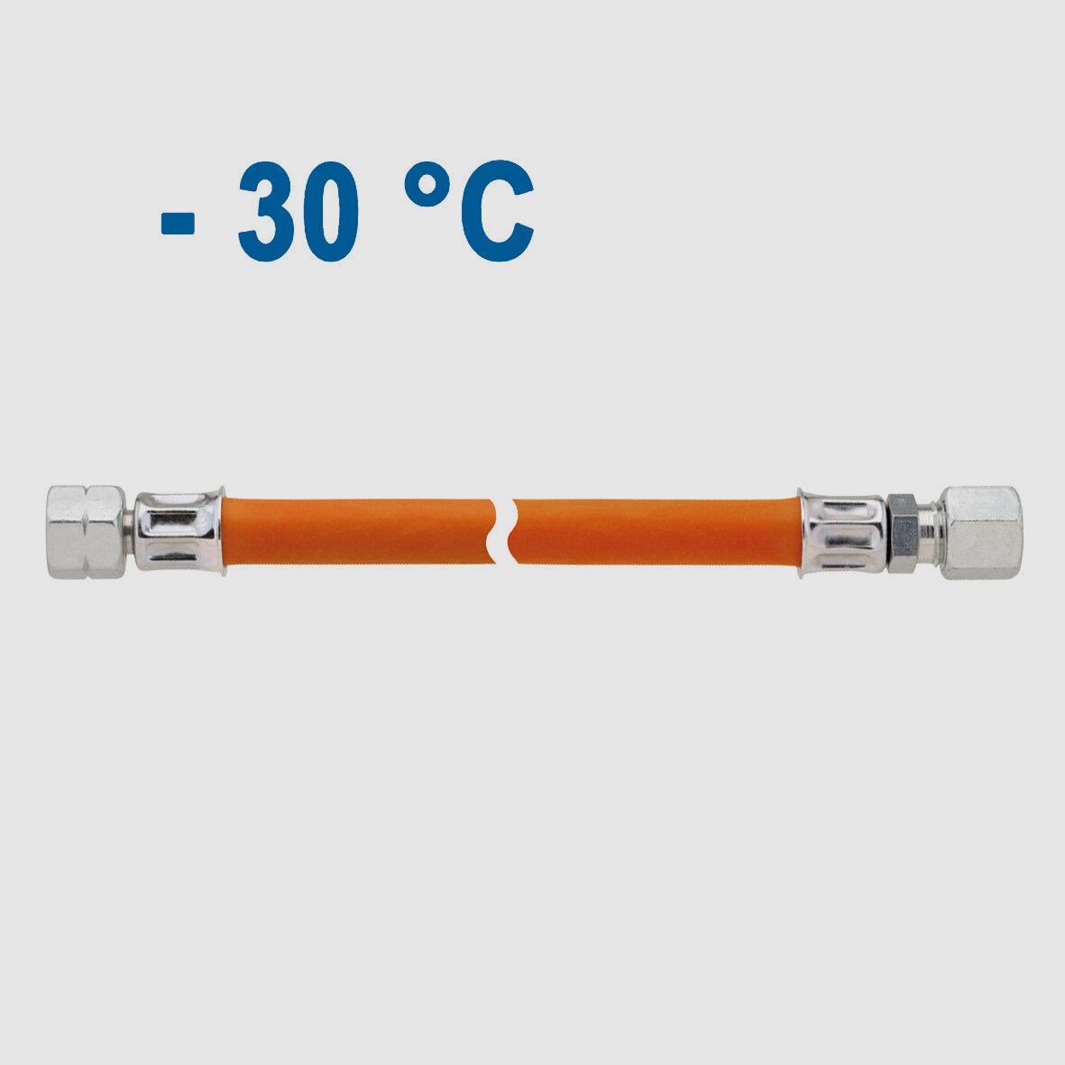 Mitteldruck-Schlauchleitung 10 bar, G 1/4 LH-ÜM x RVS 10, 750 mm, Bild 2 von 3