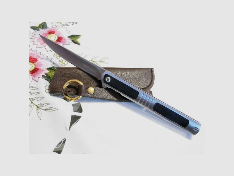 Exklusiv BARKRIVER-Klapp-Taschenmesser-Edelstahl-Heft:BUBINGA-Echtholz-Blau Neu!