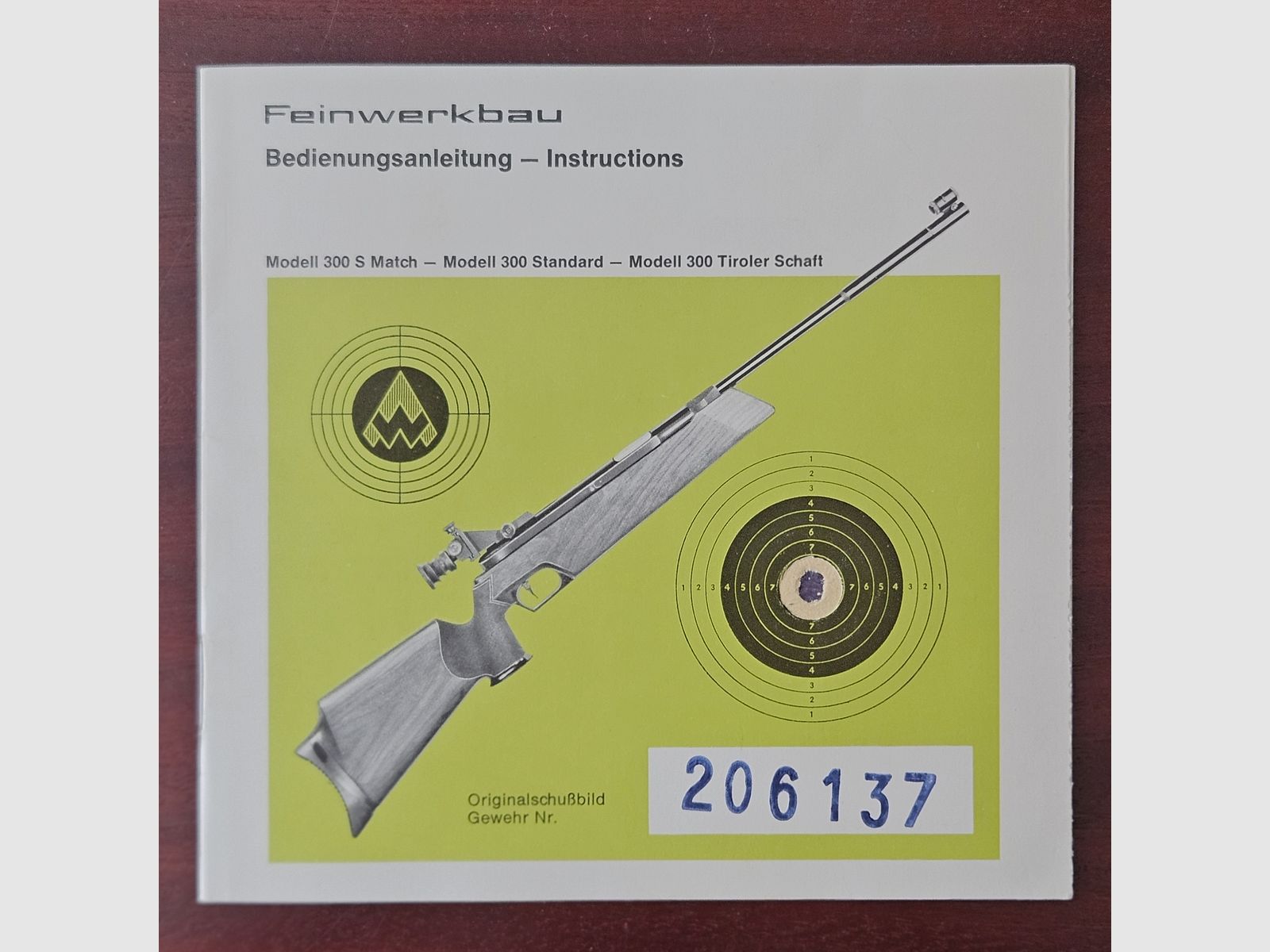Manuale originale d'uso del Feinwerkbau Luftgewehr 300