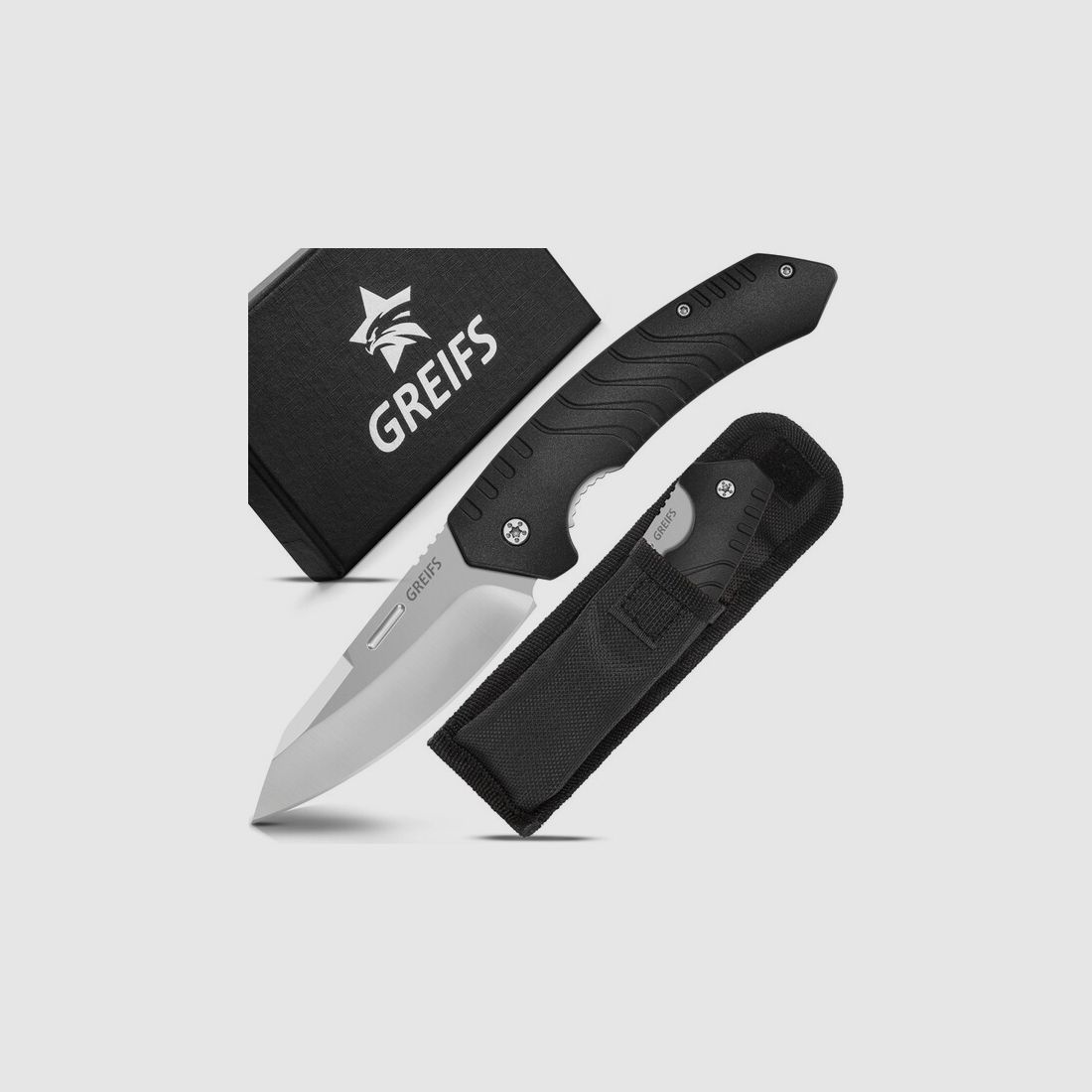 GREIFS® Klappmesser (Zweihandmesser) mit schwarzer Messertasche Liner-Look,sehr scharf Neu !