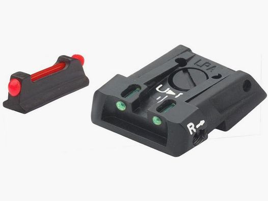LPA – Mira para Walther Q5/Q4/ Steel Frame, Mira de fibra óptica verde, alza roja