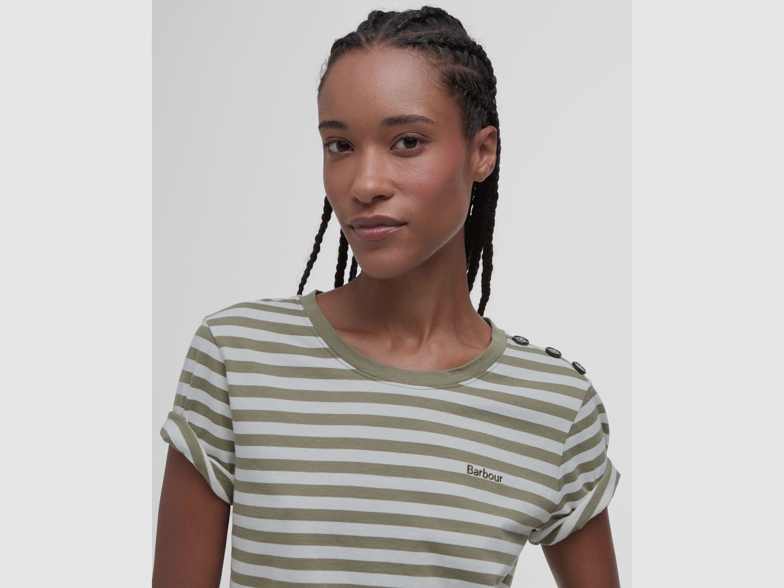 BARBOUR T-Shirt Ferryside Striped Dusky Green