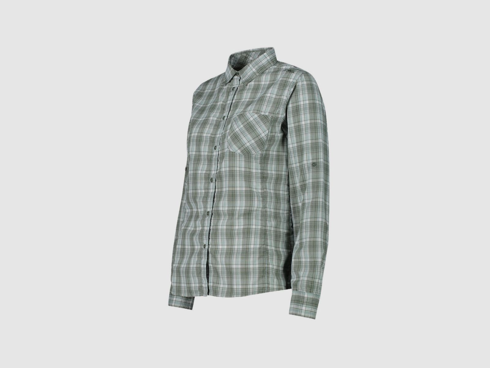 CMP Damen Langarm-Bluse mit Karomuster Jade Salvia