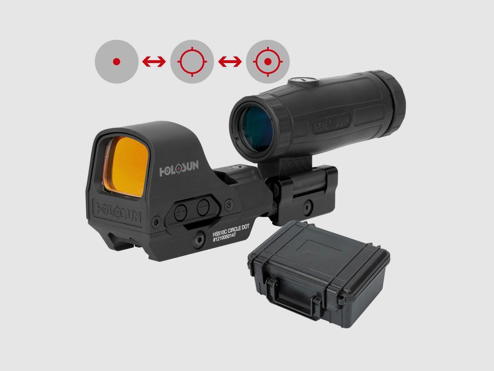 Holosun Set HS510C + HM3X Magnifier + Schutzkoffer
