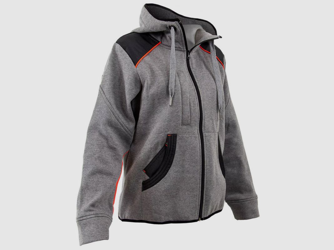Damen Fleecejacke grau mit Kapuze 2 Taschen XS-2XL, Bild 9 von 12