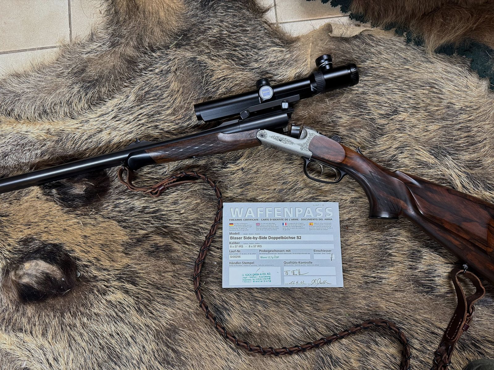 Blaser Side-by-Side Doppelbüchse S2 8x57 IRS - 8x57 IRS inkl. Zeiss Optik