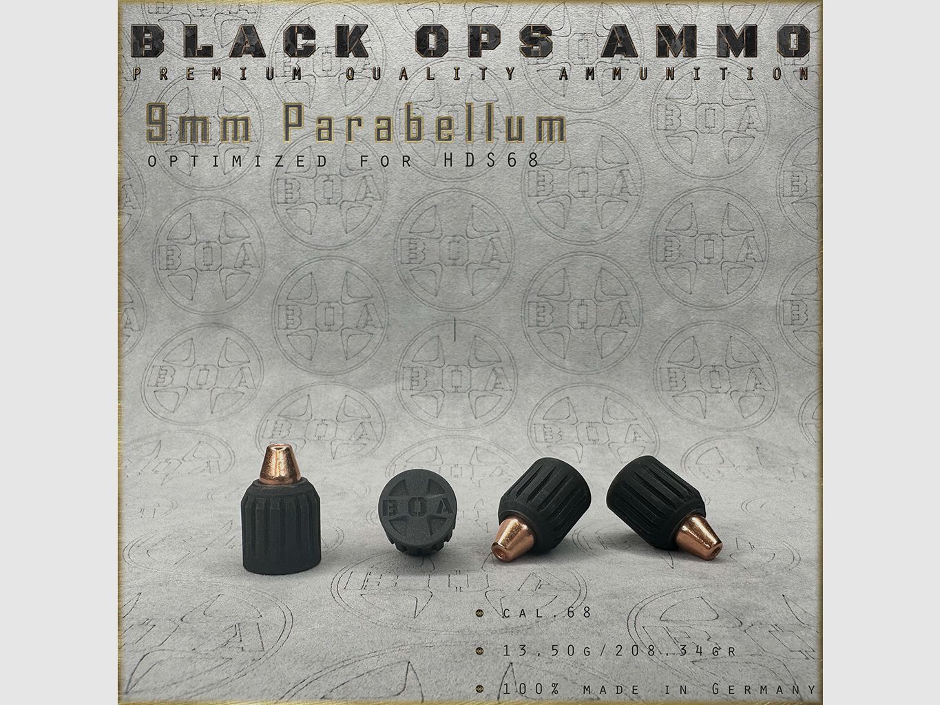 8x 9mm Parabellum BLACK OPS AMMO Luftgewehr TS HDS 68 Kal.68 Munition Umarex HDS68 TS68