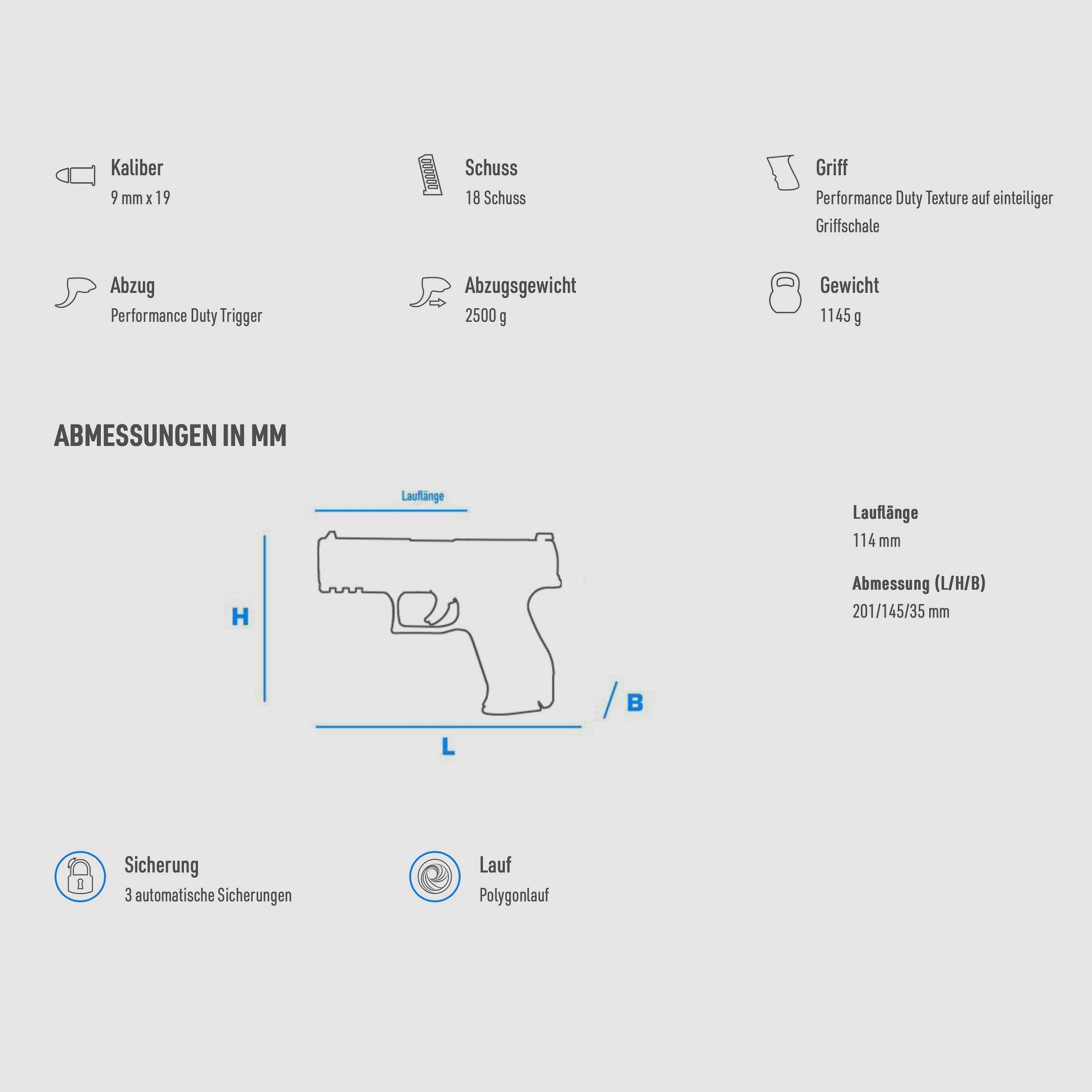Pistola semiautomática WALTHER PDP de tamaño completo con marco de acero FS 4,5" 9mm Luger