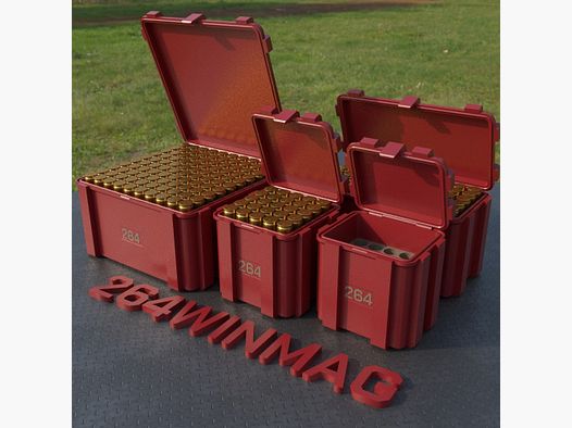 Boîte à munitions Filamelt / .264 Winchester Magnum / 'couvercle rabattable' / boîte de cartouches, boîte à munitions