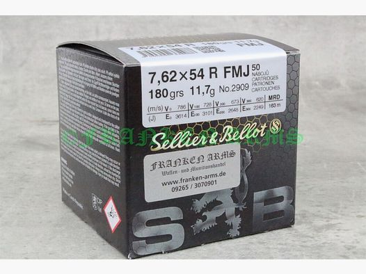 Sellier&Bellot	 7,62x54R FMJ 180gr. 11,7g 50 Stück Staffelpreise