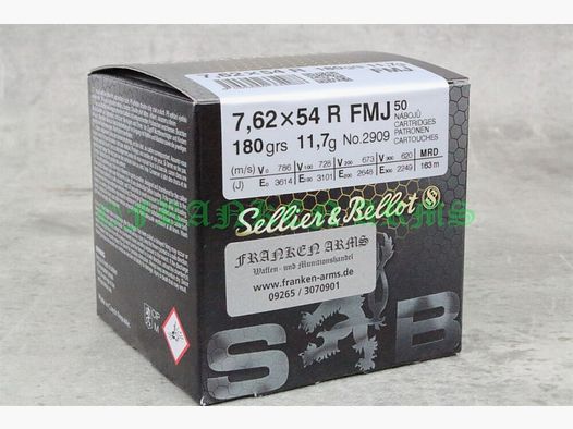 Sellier&Bellot 7.62x54R FMJ 180gr. 11.7g 50 pieces quantity discounts