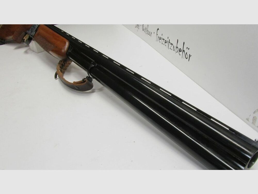 Bockdoppelflinte Laurona Spanien 12/70, LL 71 cm, sehr schöner Schaft 12/70