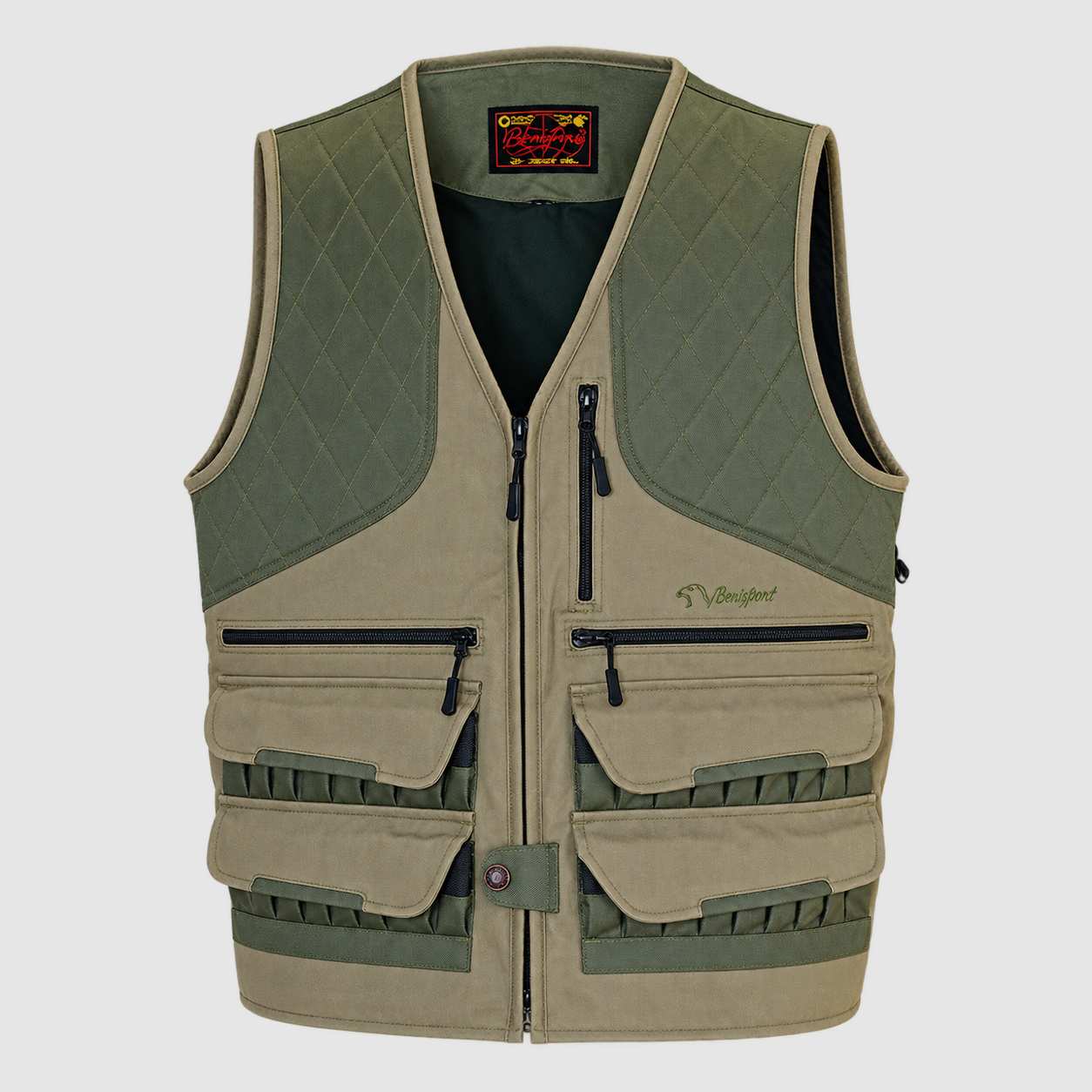 Benisport K2 Jagdweste khaki mit doppeltem Rucksack, Bild 1 von 3