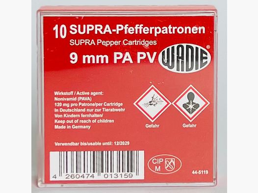 Pfefferpatronen 9mm P.A.K. für Pistolen 10 St.