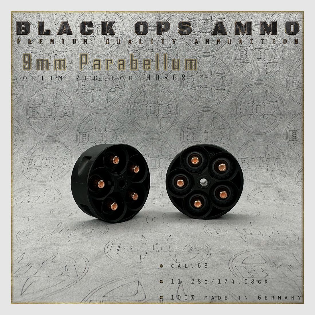 10x + 2 9mm Parabellum BLACK OPS AMMO HDR 68 TR cal.68 Munition T4E Umarex HDR68 TR68