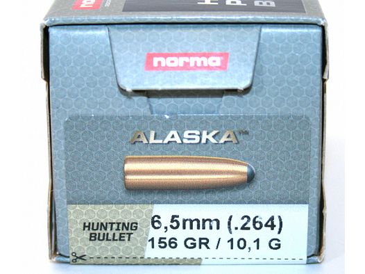 100 Stück NEUE NORMA Geschosse - ALASKA .264/6,5MM- 10,1g/156gr #20665321 Teilmantel Jagd Geschoss