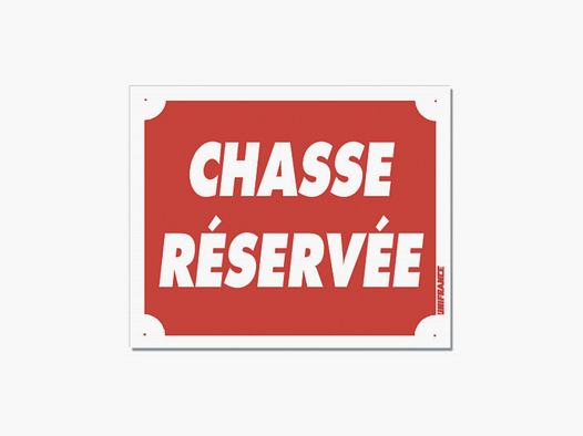 SEÑAL DE RESERVA DE CAZA ROJA DE ALUMINIO 30CM X 25CM