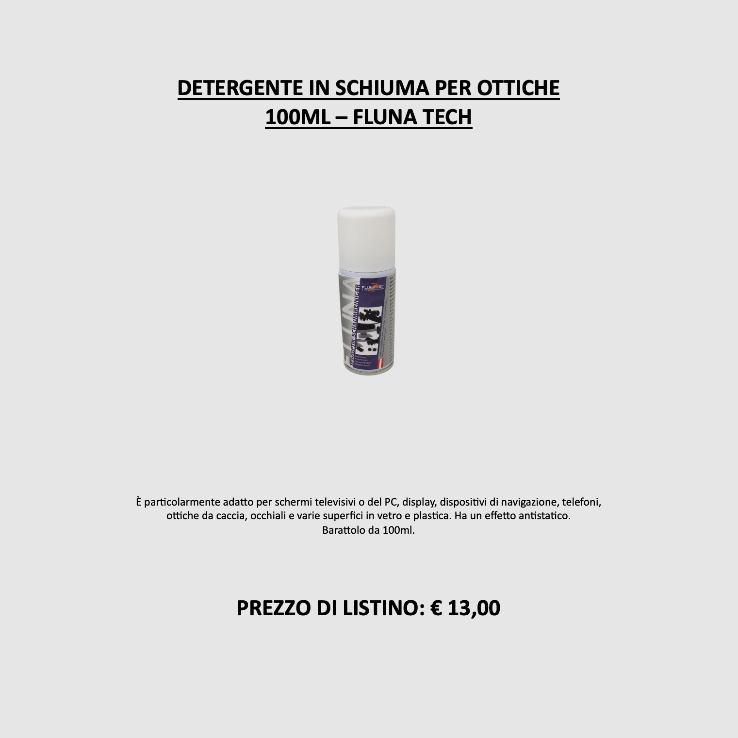 FLUNA TEC – Schuimreiniger voor Optiek 100 ml, afbeelding 2 van 2
