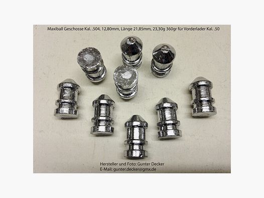 Maxiball Geschosse Kal. .504 12,80mm 360gr Vorderlader Gewehre .50