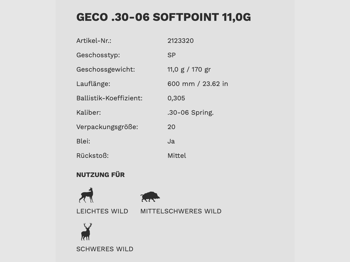 Geco Softpoint .30-06 TM 11,0 g 170 gr naboje myśliwskie 20 sztuk