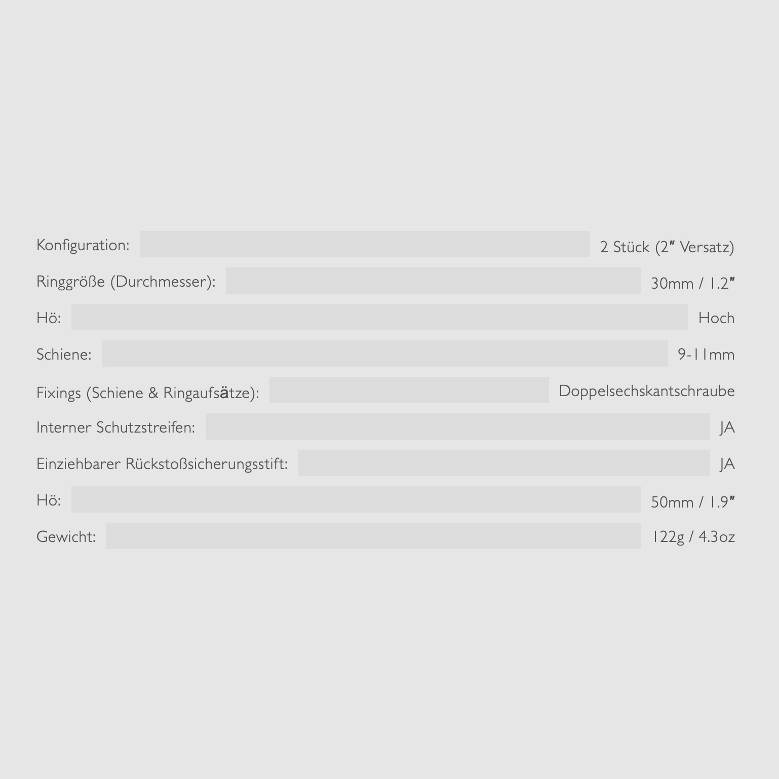 HAWKE 22123 Montaż pierścienia 30 mm Wysoki 2 cale Rozmiar przesunięcia 9-11 mm