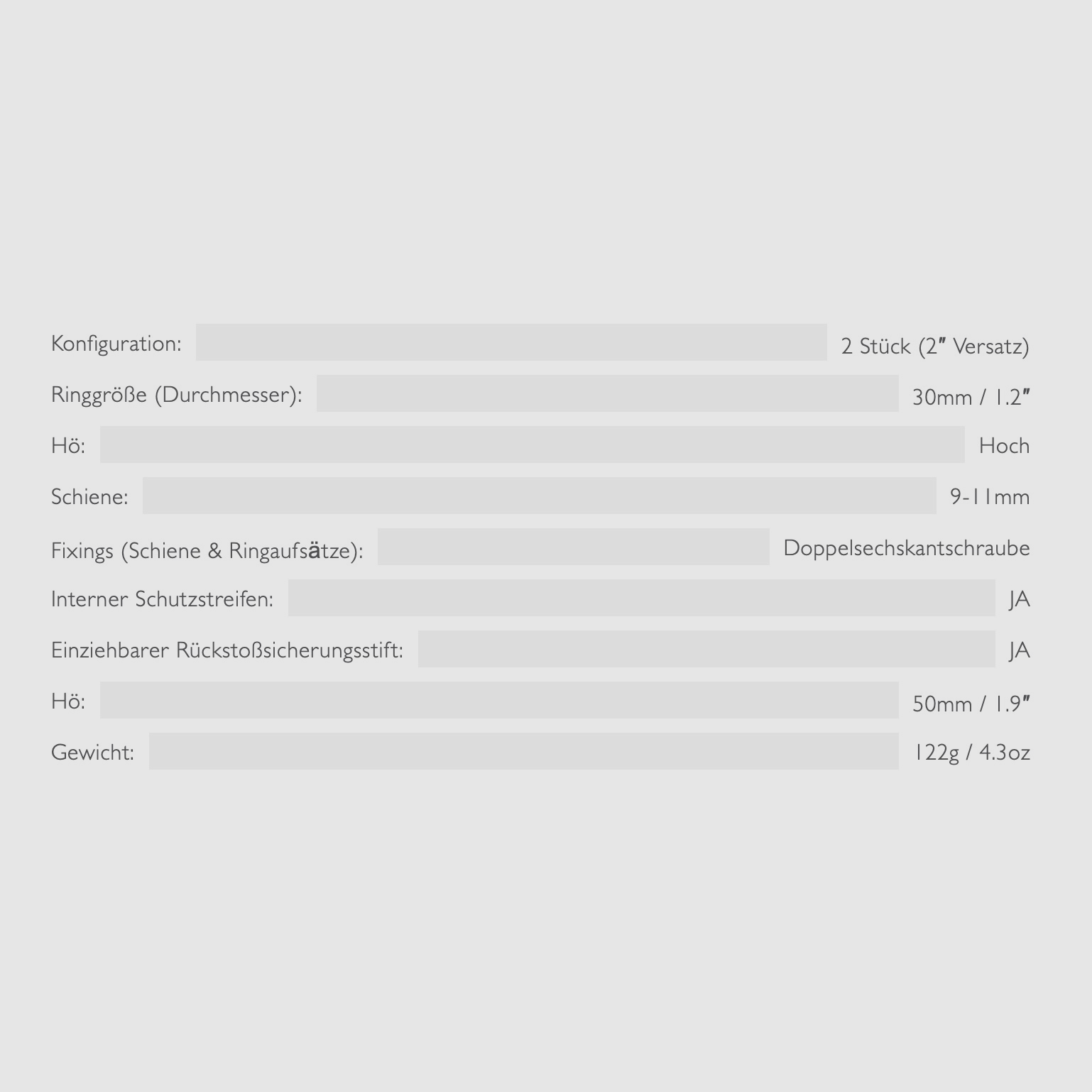 HAWKE 22123 Ringmontage 30 mm Hoch 2 Zoll Versatzgröße 9-11 mm