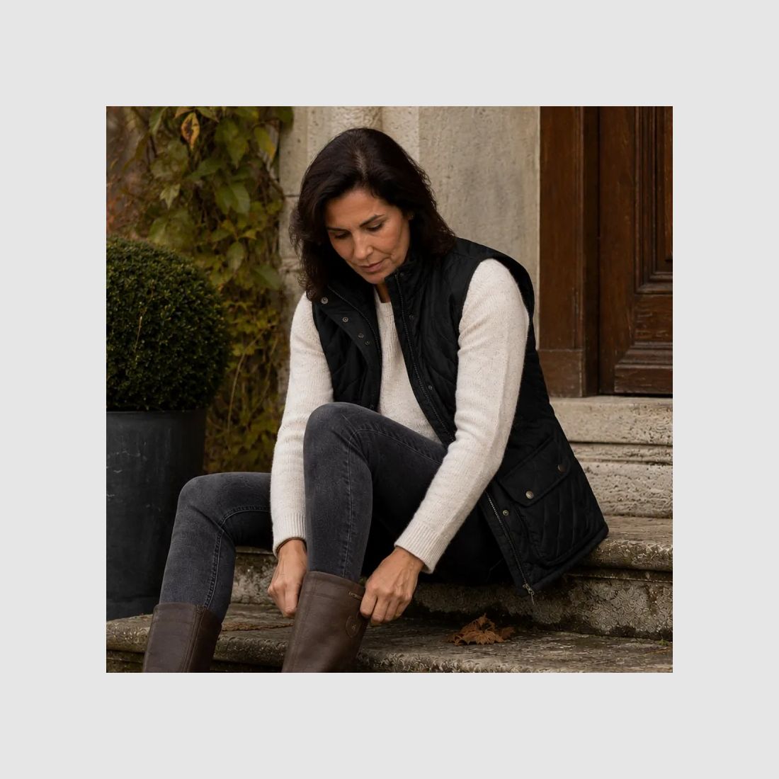 Gilet Walker & Hawkes Haxby femme vert en coton ciré, image 19 sur 24