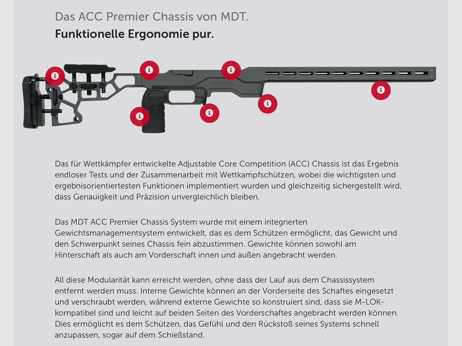 J.G. Anschütz 1782 D APR Grey 6,5 Creedmoor Gold "TIN" im ACC Premier Chassis von MDT M18x1 660 LL