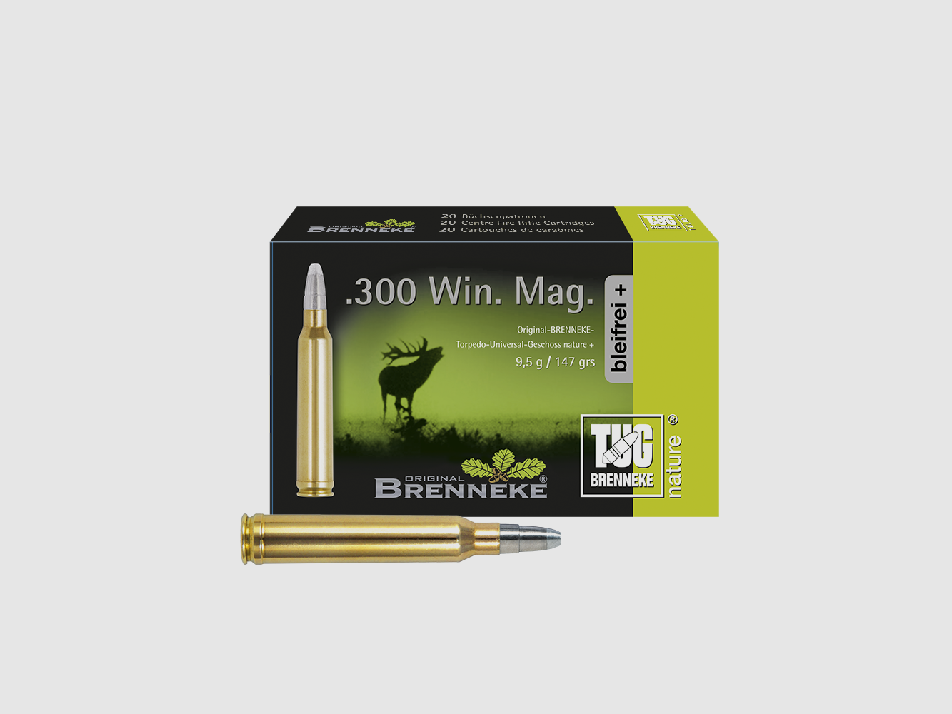 Gewehrpatrone mit TUG Geschoss – .300 Win. Mag., Orig. BRENNEKE TUG nature+ 9,5 g VE20