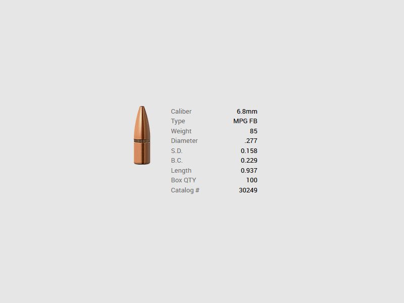 Barnes Geschoss 6,8mm/.277 85GR MPG FB 100 Stück