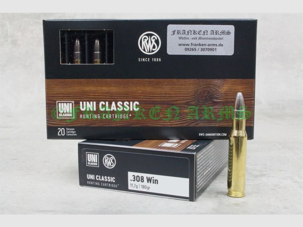 RWS UNI Classic .308 Win. 180gr. 11,7g 20 pièces prix dégressif