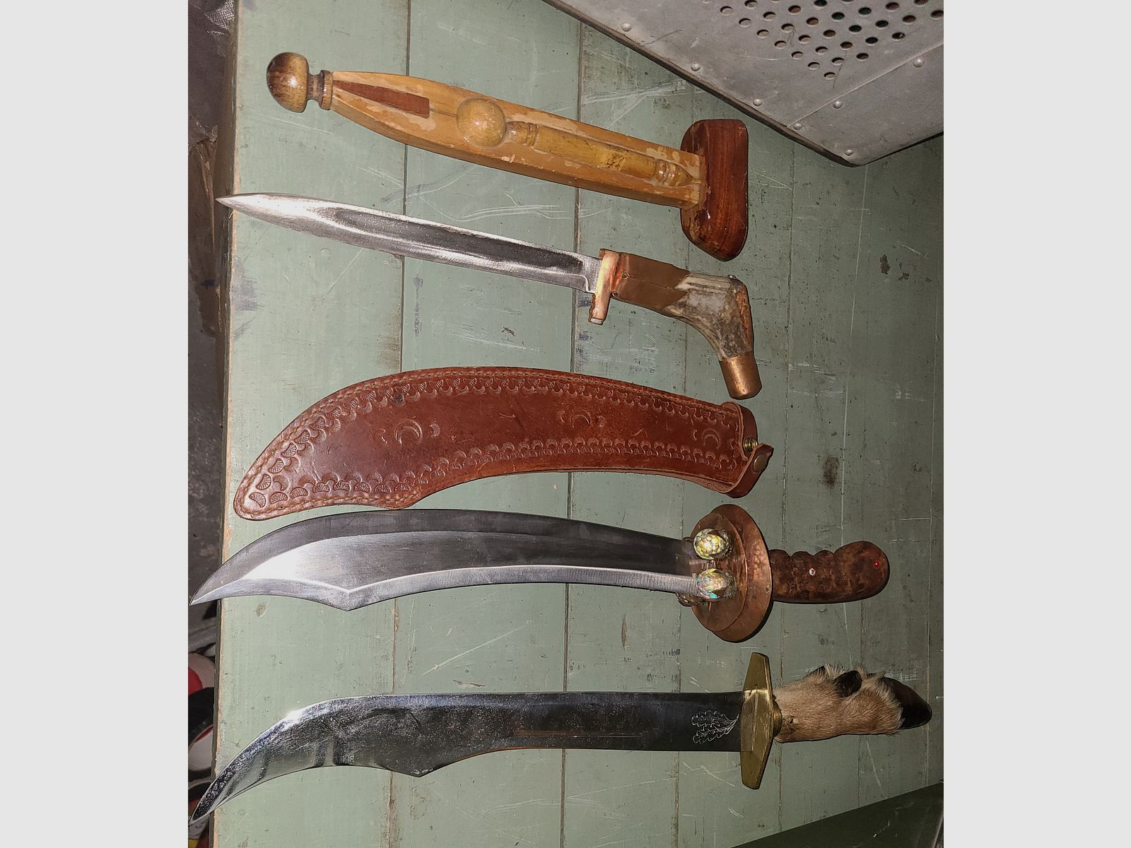 NOŻE KOLEKCJA ROZWIĄZANIE DDR VEB GDR ŁOWY DECO OSTRZA ROGI PORCZYNY MIEDŹ