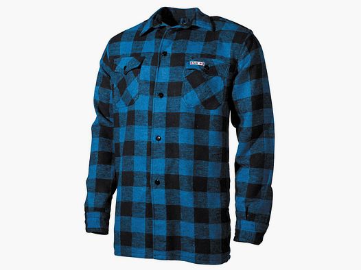 Camicia da boscaiolo, qualità pesante, a quadri blu / nera, taglia XXL