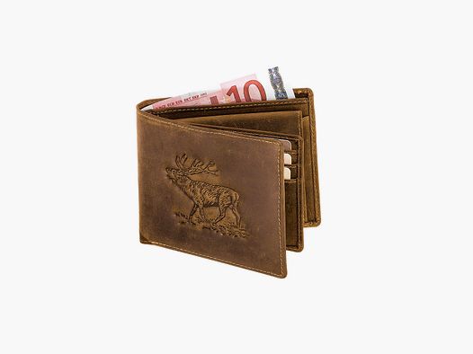 Wallet landscape format with deer embossing