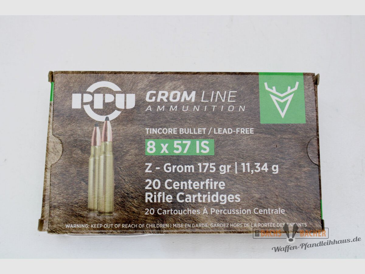 PPU Privi Partizan 8x57JS. 11,34g/175gr Z-GROM Bleifrei 20 Schuß
