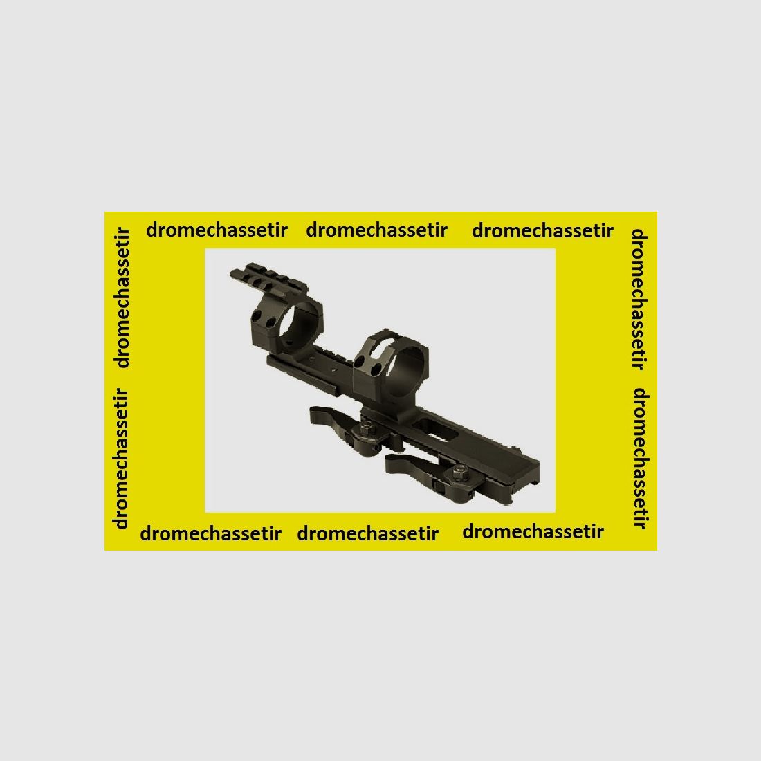 Montage optique deporté en 30mm de diametre, avec rail superieur et latéral a 45°, systeme a double serrage par levier, noir, image 1 sur 5