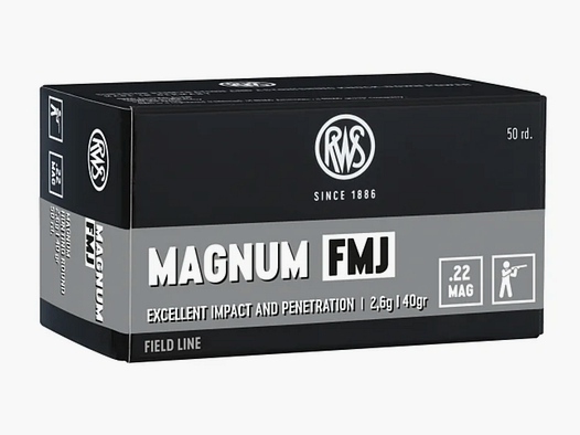 RWS 2133083 cartouches à feu de bord .22 Mag. FMJ VM 2,6g 40gr