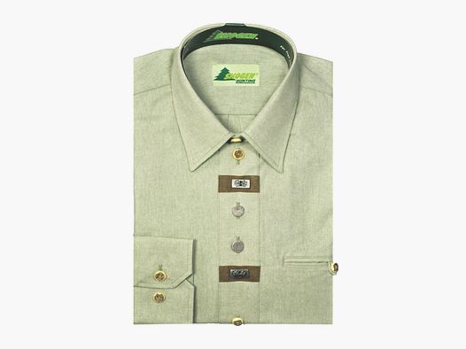 SKOGEN Chambray Hemd EXTRA LANGER Arm 69 cm lindgrün