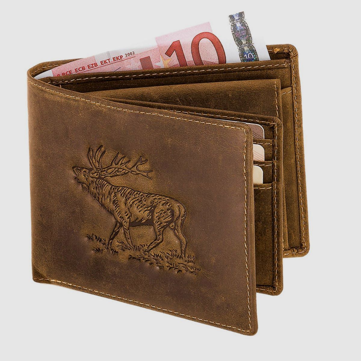 AKAH portafoglio formato orizzontale con stampa di cervo