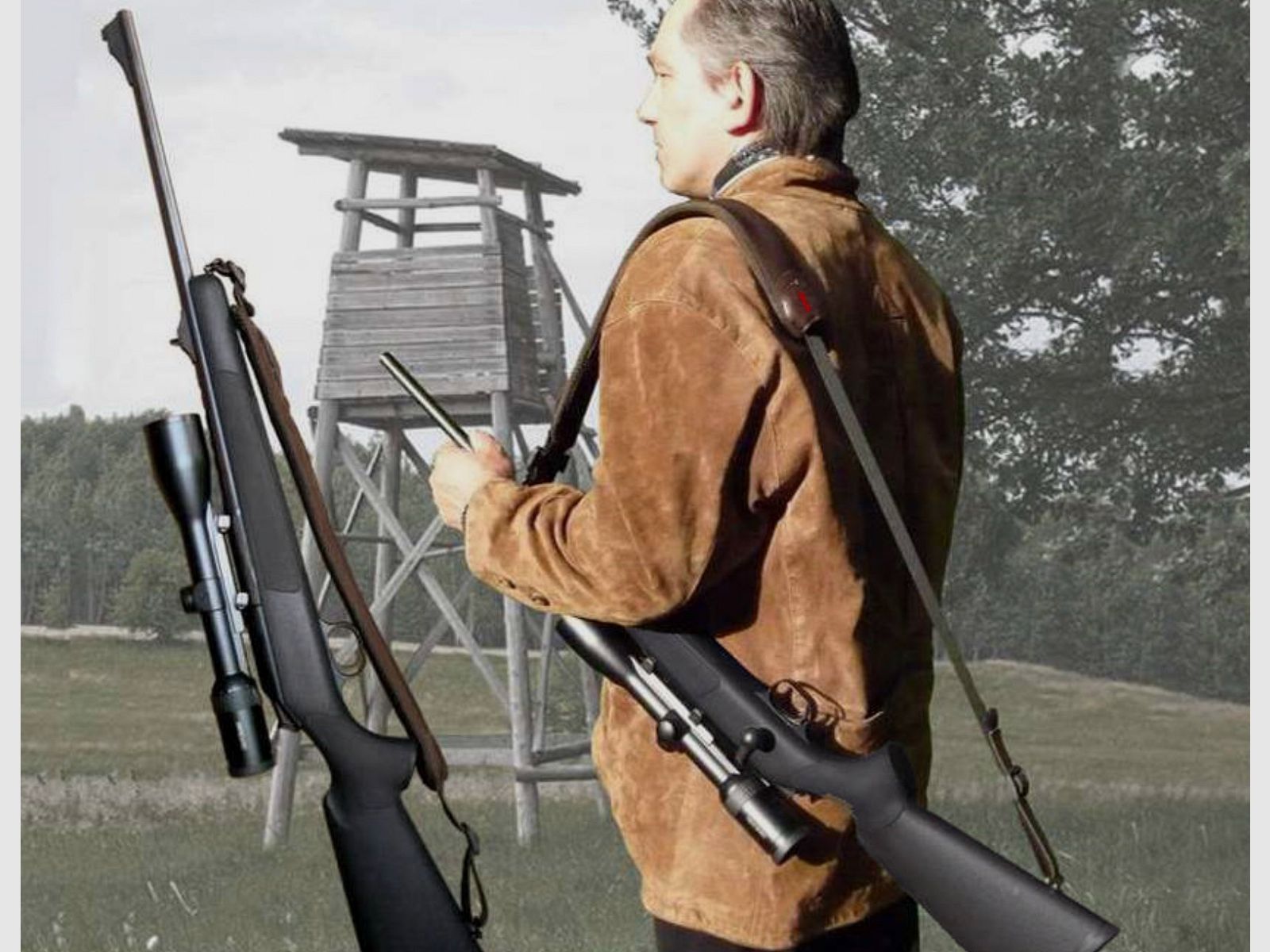 Niggeloh 406600122 Gewehrgurt Automatic Neopren Leder Braun