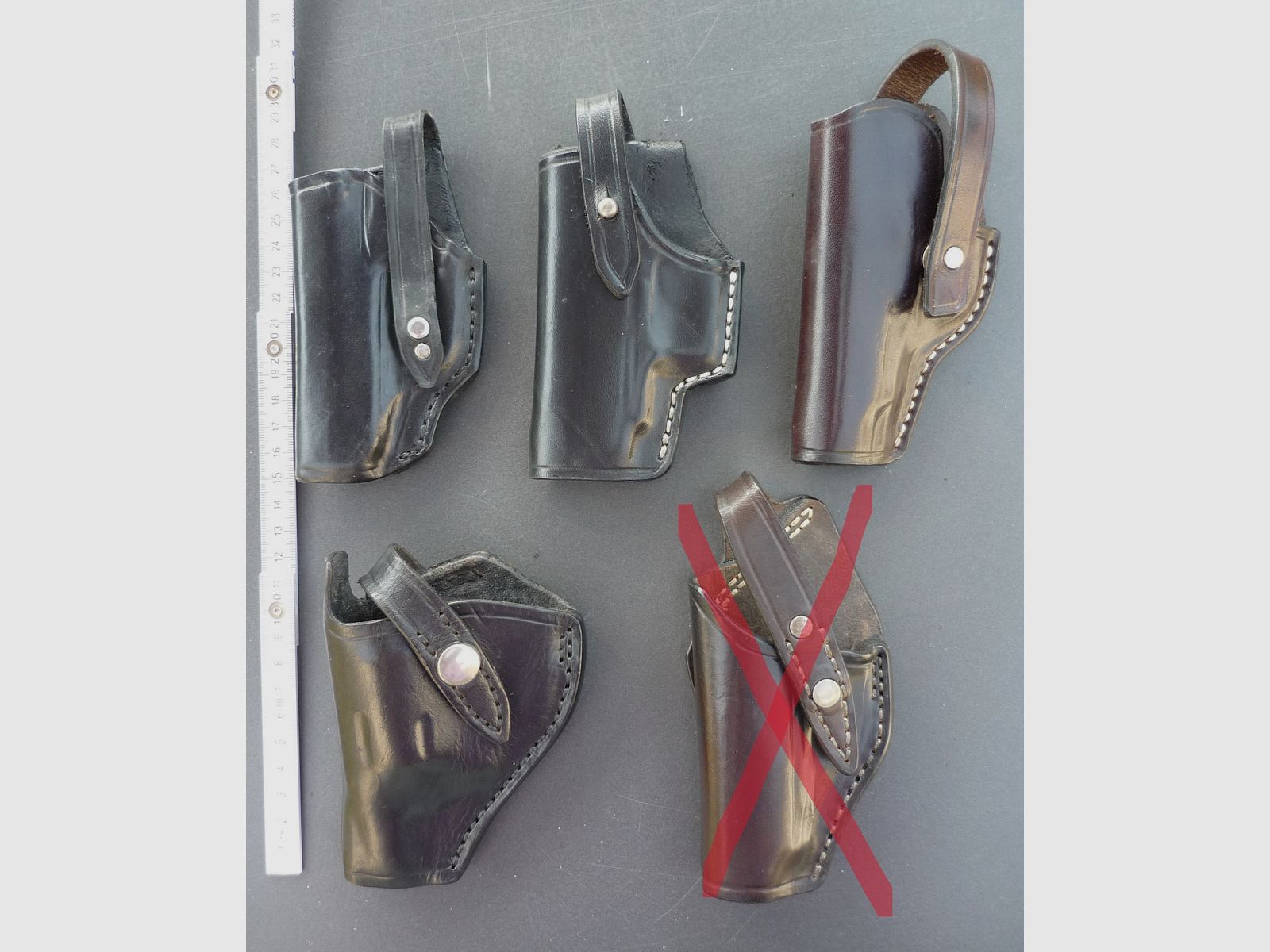 HKDesign Holster  Art. Nr.  002 : Einfachholster mit Sicherheitsriemen   -  für: RG9, RG600, Reck Comma., HW37/88, TGS,S&W419,M&S.EGP55, RG9,PPK,  M&SG3  -  für Linkshänder