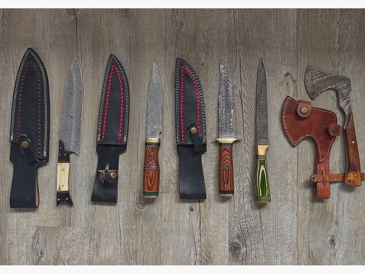 Damastmesser – 5 Stück Handanfertigung | Jagd & Outdoor
