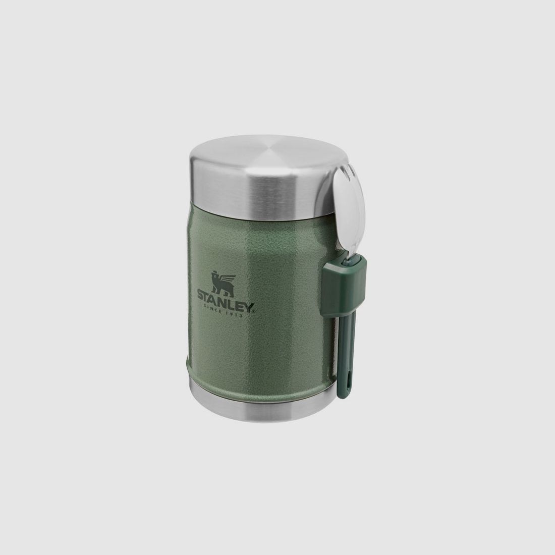 Stanley CLASSIC FOOD JAR + SPORK 414ml, Acciaio 18/8, Spork, Isolamento sottovuoto, Hammertone Green, Lavabile in lavastoviglie