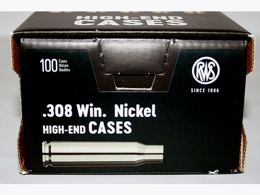 100 Stück NEUE RWS Hülsen .308 Win. RUAG HighEndCases Wiederladehülsen> NICKEL! 100er Pack #2416994