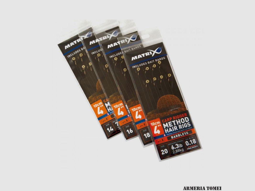 MATRIX – CARP RIGGER METHOD HAIR RIGS BARBLESS 10cm 4"(8pcs)
