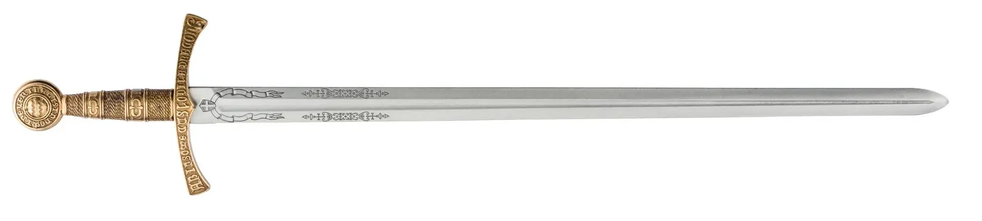 Réplique Denix d'épée médiévale Française EPEE FLEUR DE LYS FOURREAU BLEU 109 CM, image 4 sur 14