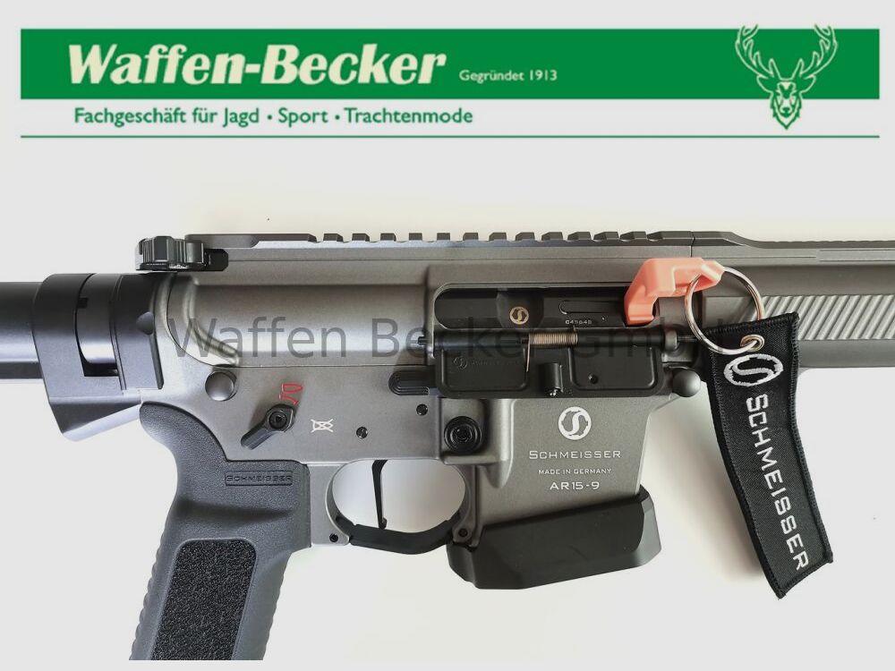 Schmeisser (Waffen Schumacher) AR15-9 S4F Sport Dynamic PCC Kal. 9mm Luger 10,5" grijs + Falke "C" Red-Dot