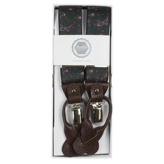 Braces with leather straps and clips