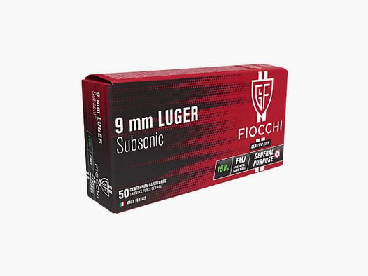 Fiocchi-kogelmunitie cal. 9x19 Subsonic 158 gr